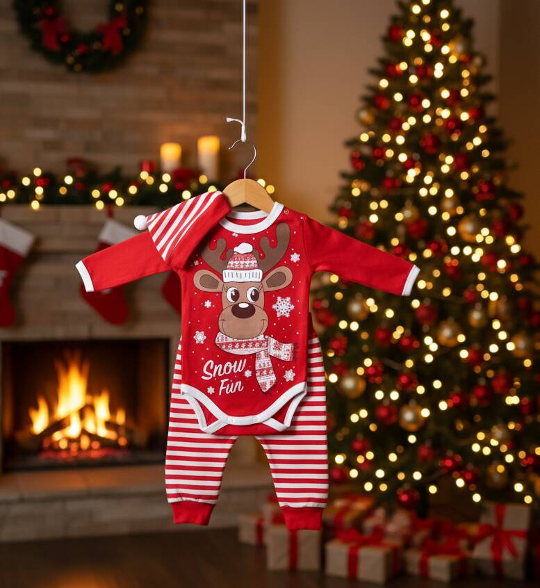 Коледен бебешки комплект от 3 части
