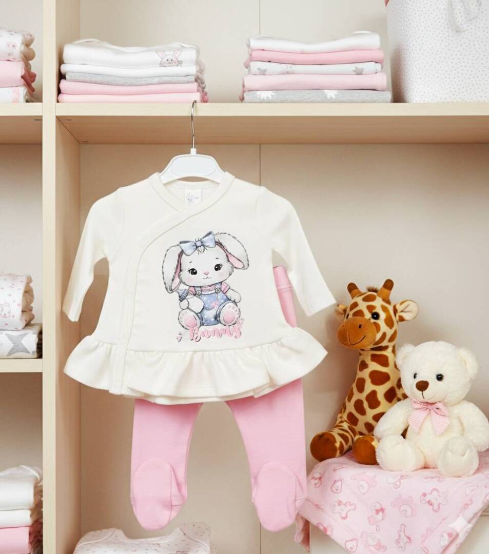 Бебешки комплект тип прегърни ме със зайче и ританки