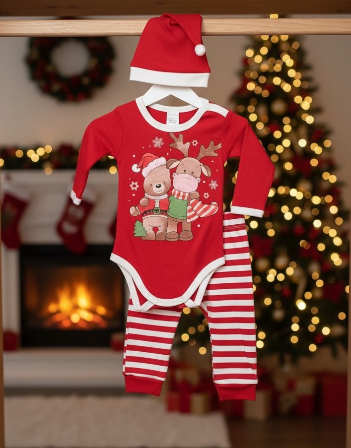Бебешки коледен комплект с боди и клинче